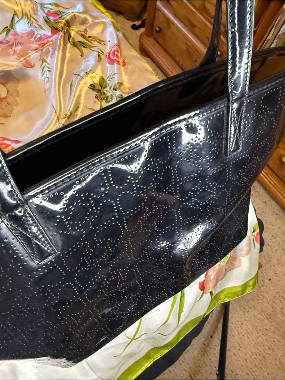 Kate Spade New York Perforated Patent Leather Tote Bag – Black - Picture 16 of 16
